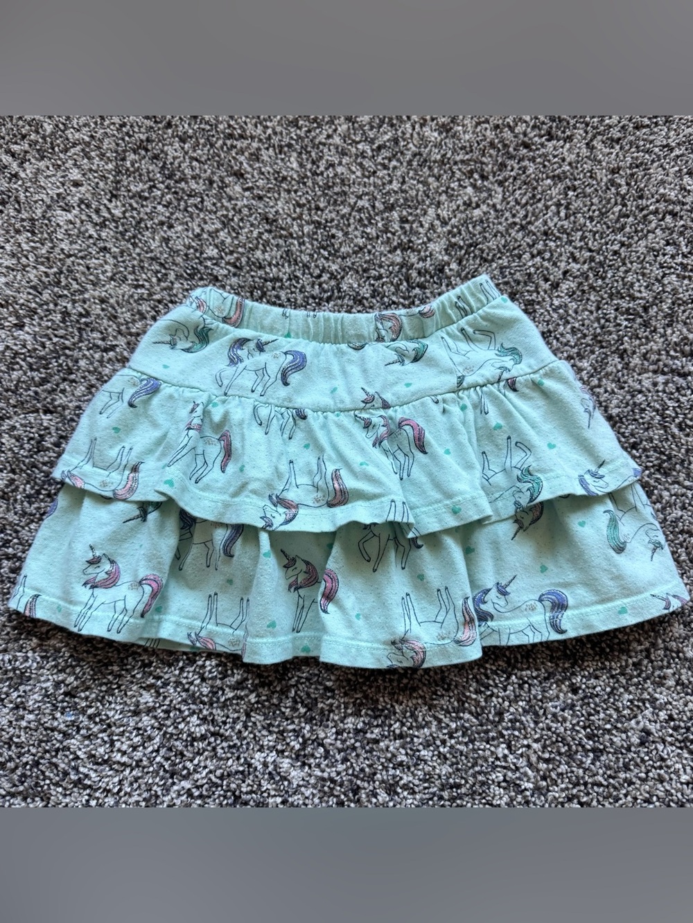 Girls' Mint Unicorn Ruffle Skort - Elastic Waist